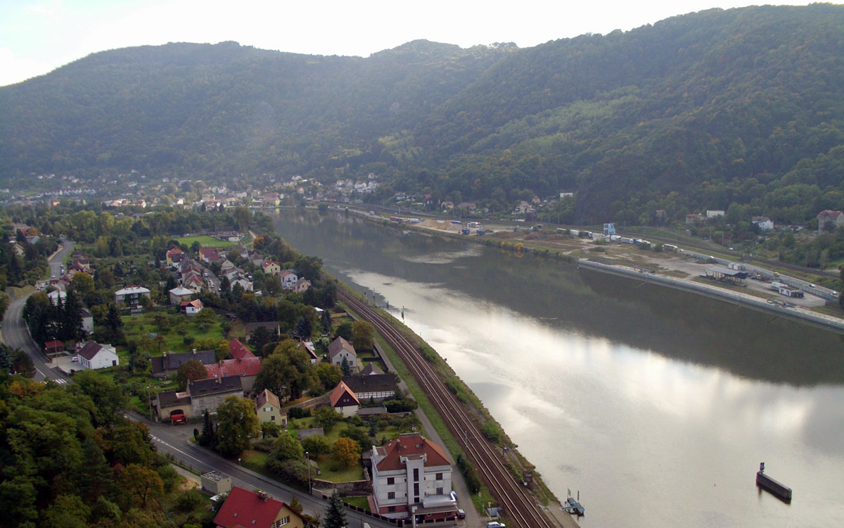 Blick von der Burg Střekov, Tschechien